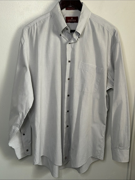 Nordstrom Other - Nordstrom Men’s Light Gray white Micro Checked Button-Down Dress Shirt